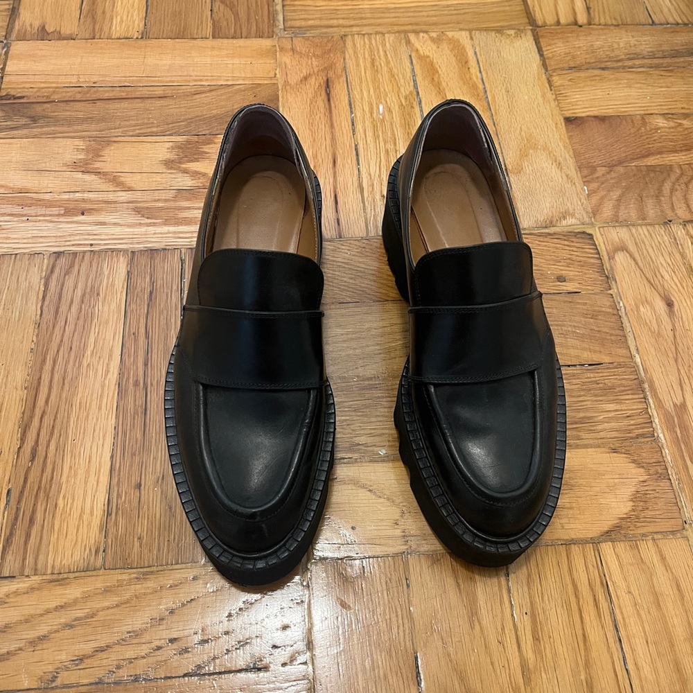 ATP Atelier Pescara black leather platform loafers